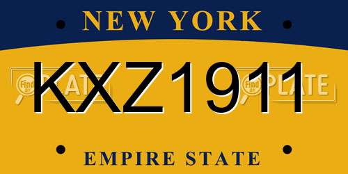 KXZ1911 New York License Plate