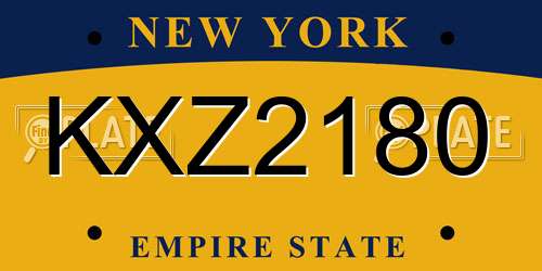 KXZ2180 New York License Plate