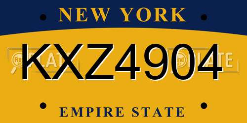 KXZ4904 New York License Plate