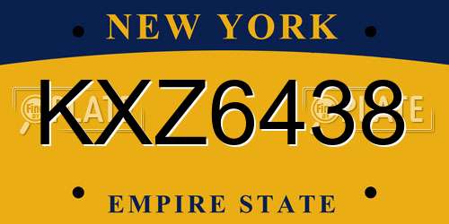 KXZ6438 New York License Plate