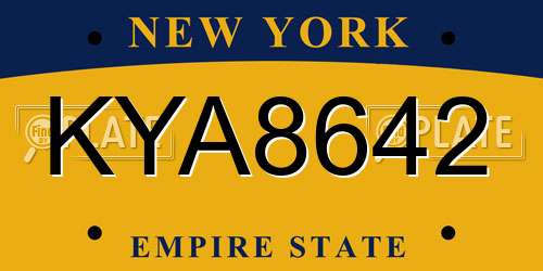 KYA8642 New York License Plate