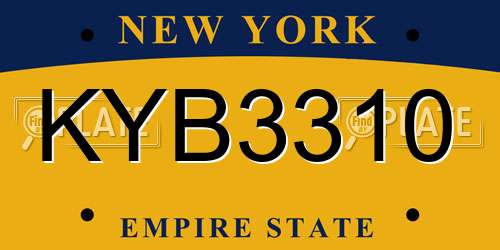 KYB3310 New York License Plate