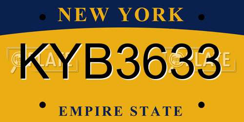 KYB3633 New York License Plate