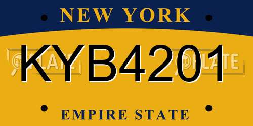 KYB4201 New York License Plate