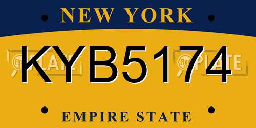 KYB5174 New York License Plate