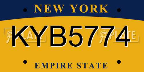 KYB5774 New York License Plate