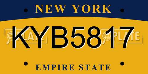 KYB5817 New York License Plate