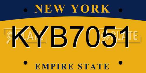 KYB7051 New York License Plate