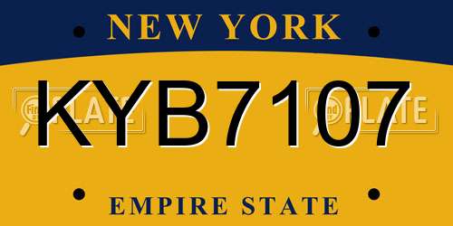 KYB7107 New York License Plate