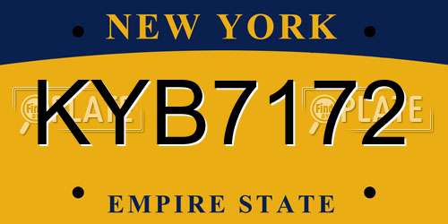 KYB7172 New York License Plate
