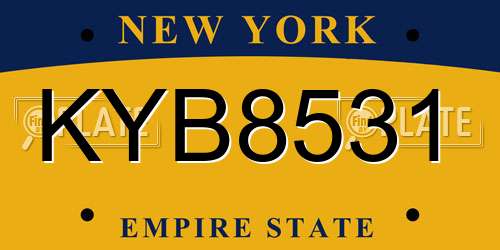 KYB8531 New York License Plate