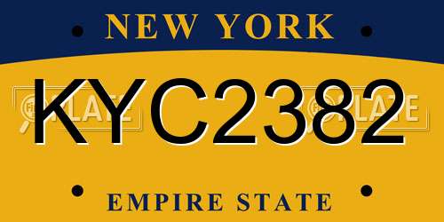 KYC2382 New York License Plate