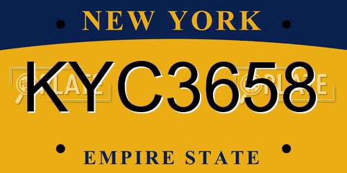 KYC3658 New York License Plate