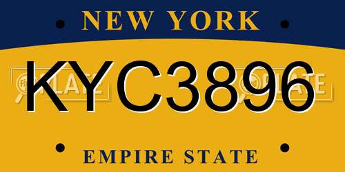 KYC3896 New York License Plate