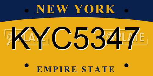 KYC5347 New York License Plate
