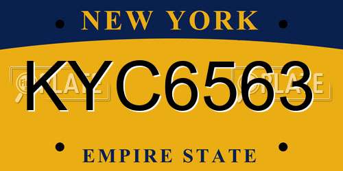 KYC6563 New York License Plate