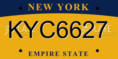 KYC6627 New York License Plate