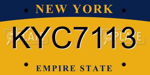 KYC7113 New York License Plate