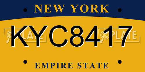 KYC8417 New York License Plate