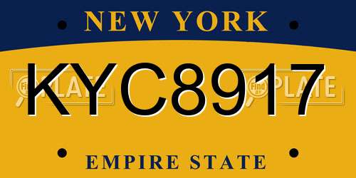 KYC8917 New York License Plate