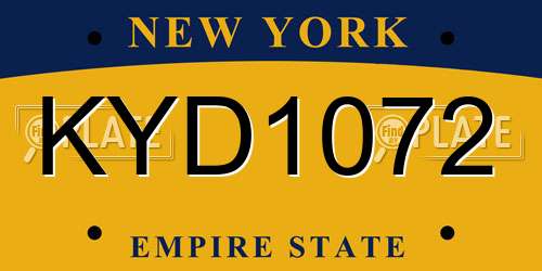 KYD1072 New York License Plate