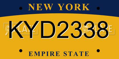 KYD2338 New York License Plate