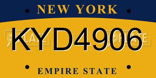 KYD4906 New York License Plate