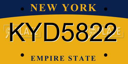 KYD5822 New York License Plate