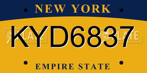 KYD6837 New York License Plate