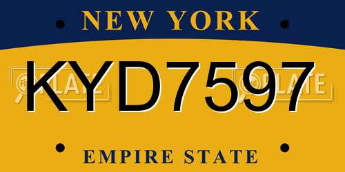 KYD7597 New York License Plate