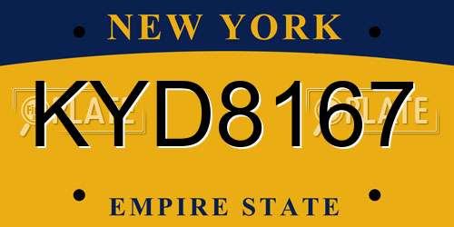 KYD8167 New York License Plate
