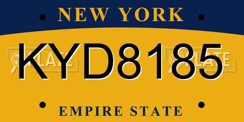 KYD8185 New York License Plate