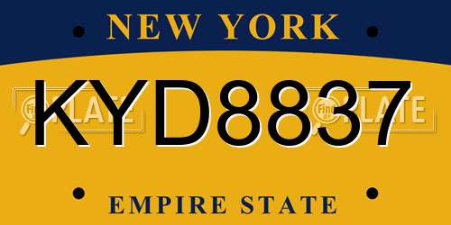 KYD8837 New York License Plate