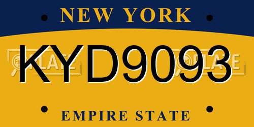 KYD9093 New York License Plate