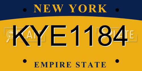 KYE1184 New York License Plate