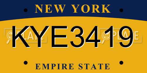 KYE3419 New York License Plate