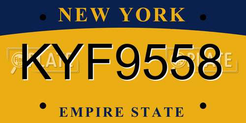 KYF9558 New York License Plate