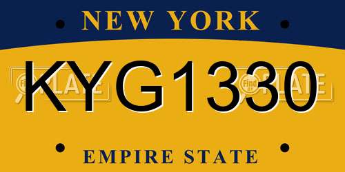 KYG1330 New York License Plate