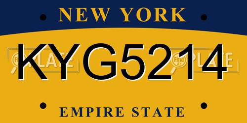 KYG5214 New York License Plate