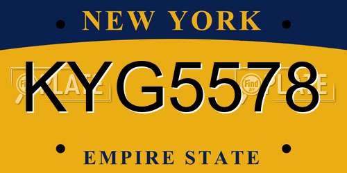 KYG5578 New York License Plate