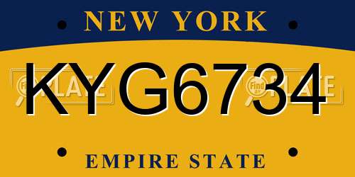 KYG6734 New York License Plate