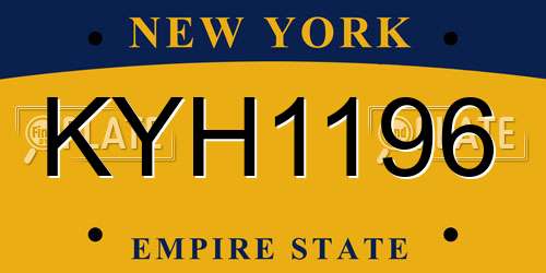 KYH1196 New York License Plate