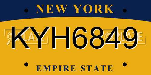 KYH6849 New York License Plate