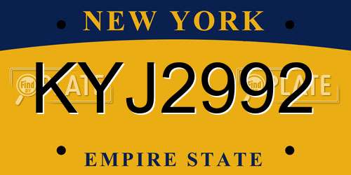 KYJ2992 New York License Plate