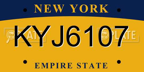 KYJ6107 New York License Plate