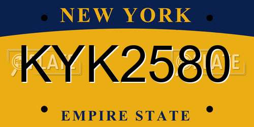 KYK2580 New York License Plate