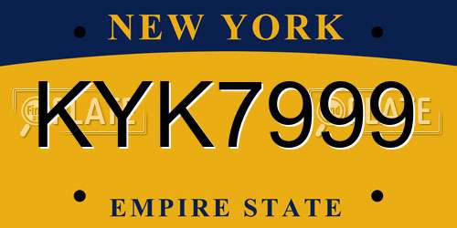 KYK7999 New York License Plate