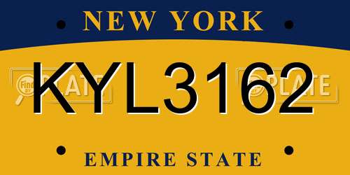 KYL3162 New York License Plate