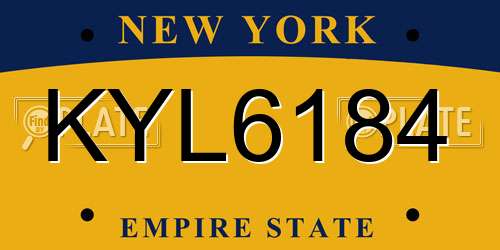 KYL6184 New York License Plate
