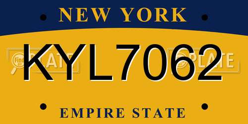 KYL7062 New York License Plate